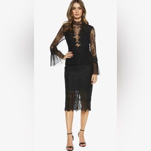 BARDOT FRANKIE LACE DRESS IN BLACK